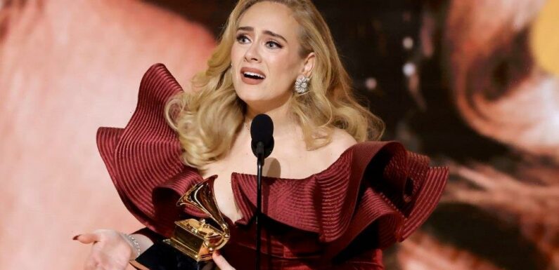 Adele Wins At The Grammys & Accepts Award From Best Friend Dwayne Johnson