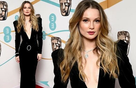 BAFTAs 2023: Hannah Dodd turns heads in a plunging velvet gown