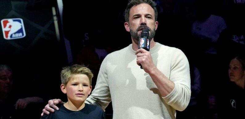Ben Affleck and His Son, Samuel, Introduce the Teams at the NBA All-Star Celebrity Game