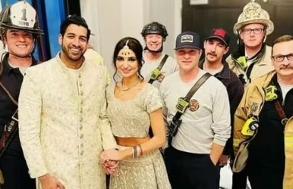 Bride and groom miss own wedding reception after getting trapped in lift