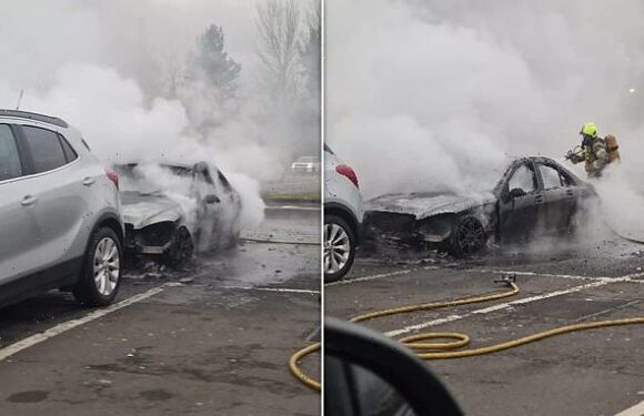 Car bursts into flames in Asda car park