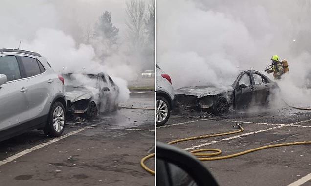 Car bursts into flames in Asda car park
