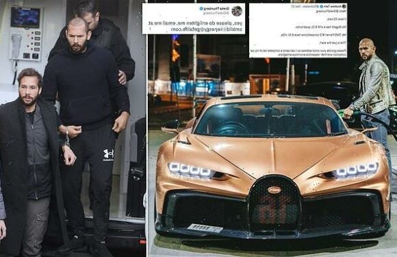 Cops will impound Andrew Tate's £4.8million Bugatti stored in Dubai