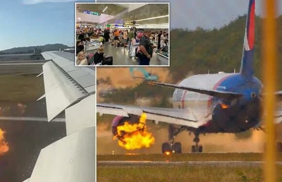 Engine erupts in flames on tourist plane carrying 321 people