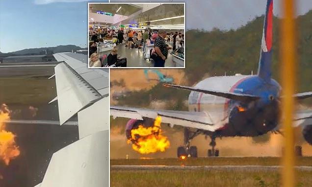 Engine erupts in flames on tourist plane carrying 321 people