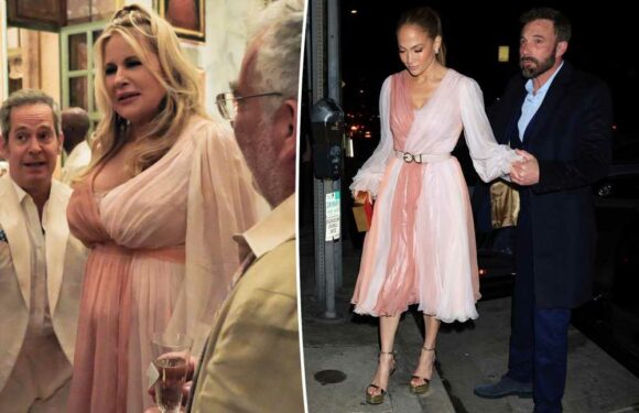 Jennifer Lopez twins with Jennifer Coolidge in ‘White Lotus’ dress for date