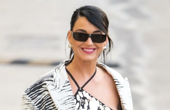 Katy Perry Styles Her Low-Rise Miniskirt With a Chain-Embellished Crop Top