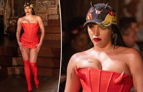 Madonnas daughter Lourdes Leon hits the runway in devilish dress at NYFW