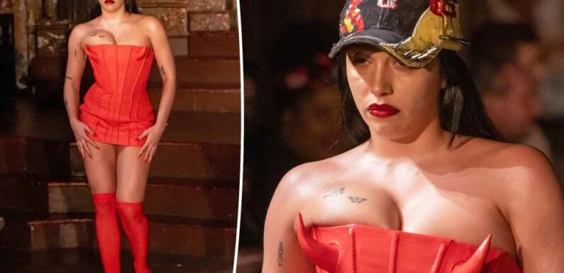 Madonnas daughter Lourdes Leon hits the runway in devilish dress at NYFW