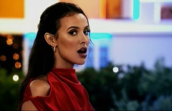 Maya Jama prepares Love Islanders for elimination in eye-popping dress