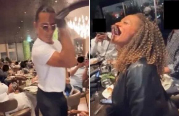 Moment Salt Bae feeds world’s most wanted billionaire Isabel Dos Santos as 'fraudster' dodges cops on luxury trips | The Sun