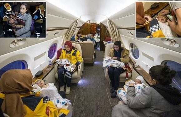 Pictures show 16 babies flown to safety after Turkish earthquake