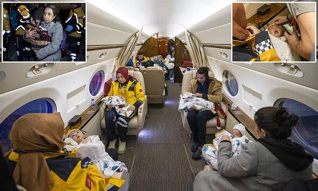 Pictures show 16 babies flown to safety after Turkish earthquake