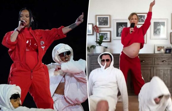 Pregnant Peta Murgatroyd re-creates Rihanna’s Super Bowl halftime show