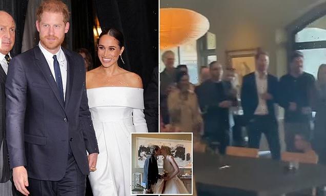 Prince Harry and Meghan Markle watch Ellen and Portia renew their vows