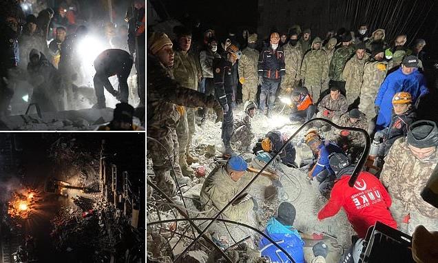 Rescuers dig through night to find survivors of earthquake in Turkey