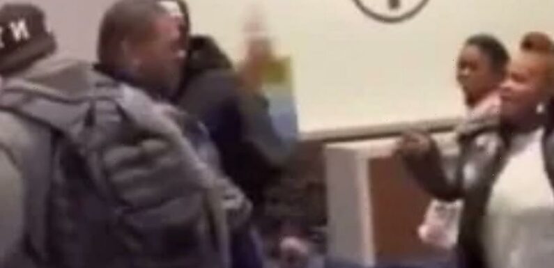 Shocking moment Busta Rhymes is groped by woman before furious rapper throws drink over her at Las Vegas airport | The Sun