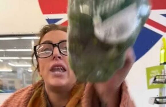 Shocking moment woman throws a BROCCOLI at fellow Lidl shopper