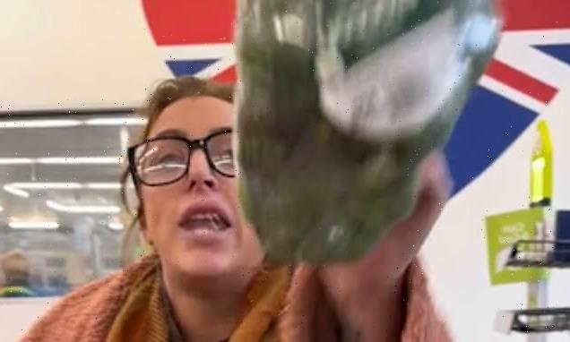 Shocking moment woman throws a BROCCOLI at fellow Lidl shopper