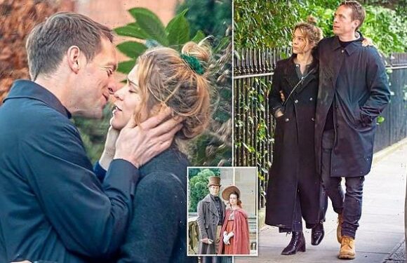 Smooching Sophie Cookson and Stephen Campbell Moore