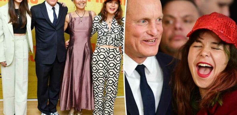 Woody Harrelson poses for rare red carpet photos with wife, daughters