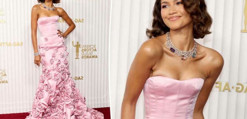 Zendaya blooms in pink gown on the 2023 SAG Awards red carpet