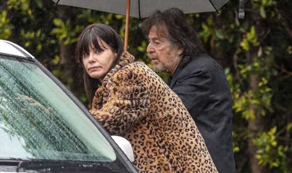 Al Pacino, 82, braves rain to visit ex-girlfriend Lucila Sola, 46