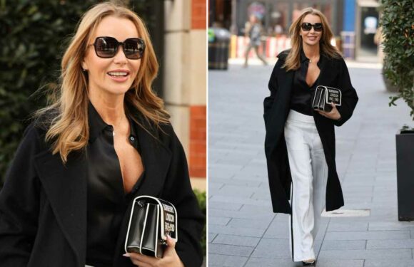 Amanda Holden looks incredible in plunging unbuttoned black shirt as she leaves work | The Sun