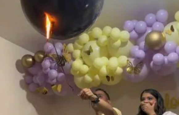 Couple shares their OTT gender reveal party with a balloon 'bomb' – & people reckon no one in the room has common sense | The Sun