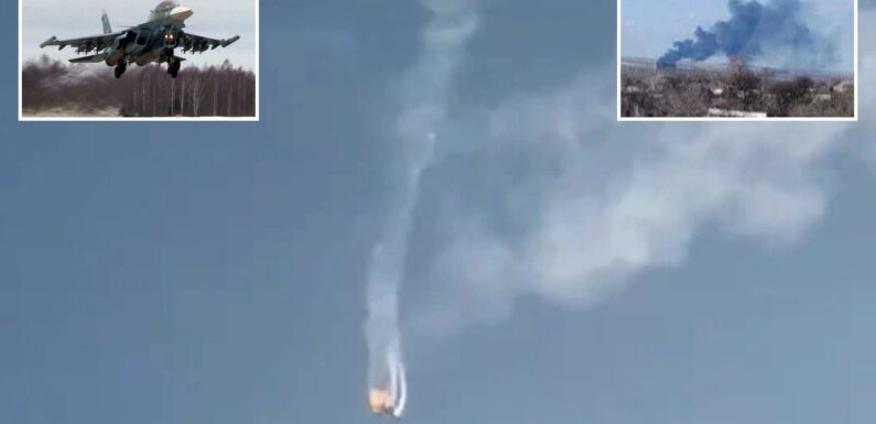 Dramatic moment Putin jet is blasted out the sky by Ukrainian missile as Zelensky warns 'invaders will feel our power | The Sun
