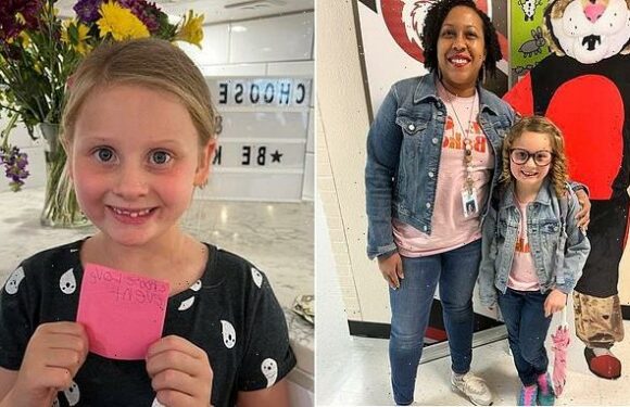 Eight-year-old student dresses as teacher for superhero day at school