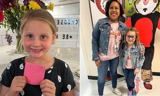 Eight-year-old student dresses as teacher for superhero day at school