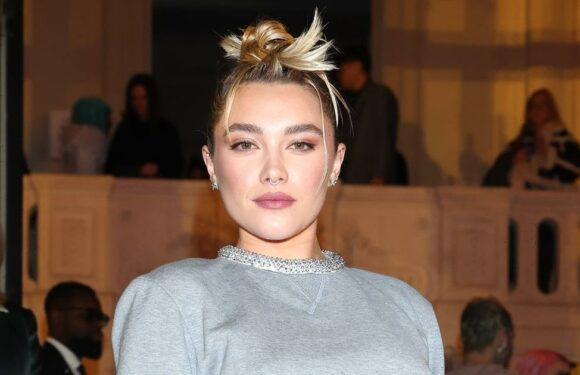 Florence Pugh Shimmers in Thong-Exposing See-Through Skirt