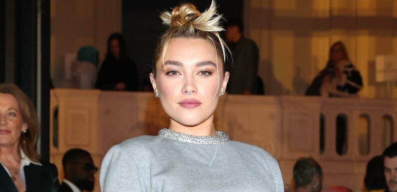 Florence Pugh Shimmers in Thong-Exposing See-Through Skirt