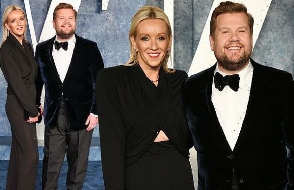 James Corden cuts a dapper figure alongside wife Julia at Oscars party