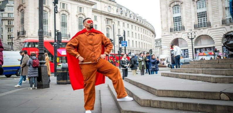 Jordan Banjo takes to streets as a superhero – to ask Brits who their heroes are