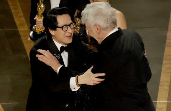 Ke Huy Quan and Harrison Ford Reunite at Oscars as Indiana Jones Actors Share Emotional Hug on Stage