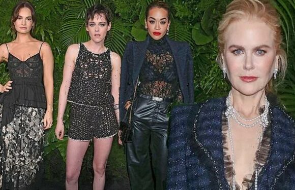 Lily James, Nicole Kidman, Kristen Stewart at Pre-Oscar Awards dinner