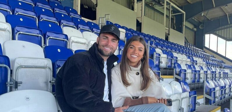 Love Islands Tom Clare takes Samie Elishi on tour of Macclesfield FC after landing back in UK