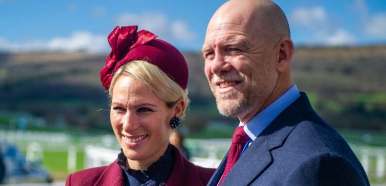 Loved up royals Mike and Zara Tindall arrive hand in hand in matching looks at races