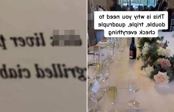 People in hysterics after spotting VERY unfortunate typo on a wedding menu… and you’d probably steer clear of the pate | The Sun