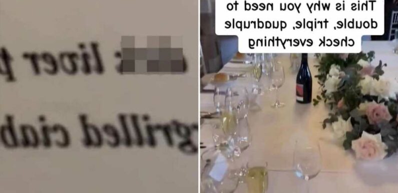 People in hysterics after spotting VERY unfortunate typo on a wedding menu… and you’d probably steer clear of the pate | The Sun