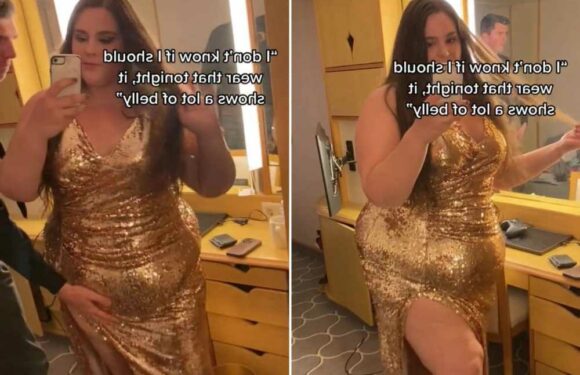 Plus-size woman asks if she’s showing 'too much belly' in her dress, but her man's response leaves people cringing | The Sun