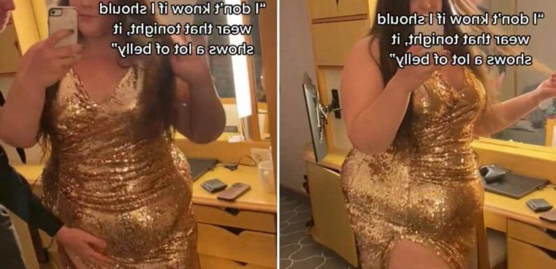 Plus-size woman asks if she’s showing 'too much belly' in her dress, but her man's response leaves people cringing | The Sun