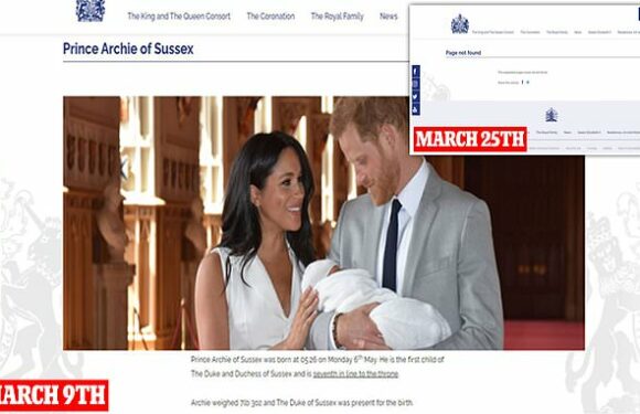Prince Archie's profile on Buckingham Palace web page vanishes