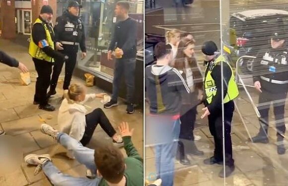 Shocking moment McDonald's bouncer shoves customer to the floor