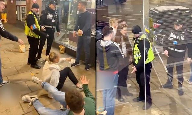 Shocking moment McDonald's bouncer shoves customer to the floor