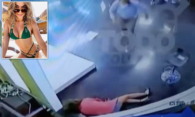 Shocking moment female presenter collapses on air in Colombia