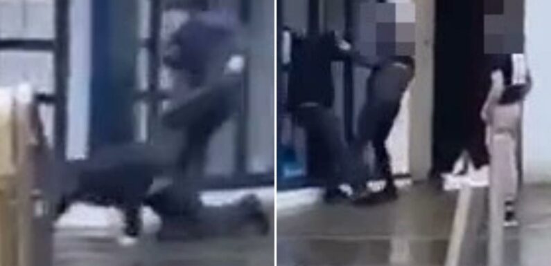 Shocking moment thugs beat up man in the street as second victim lays unconscious nearby | The Sun