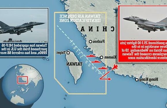 Taiwan says 25 Chinese planes, 3 ships sent toward island